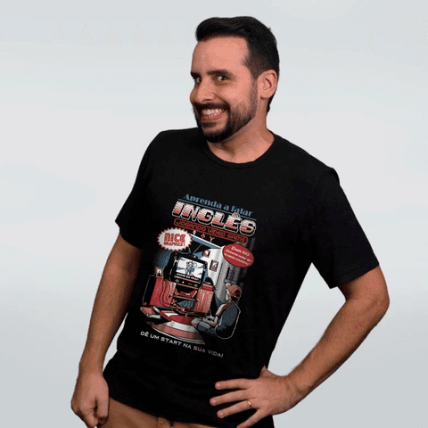 CAMISETA PRETA - APRENDA INGLÊS COM VIDEOGAMES