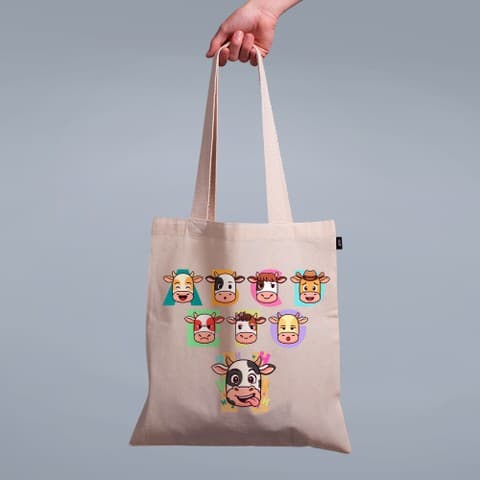 ECOBAG PALHA - VACA H - CARTOON