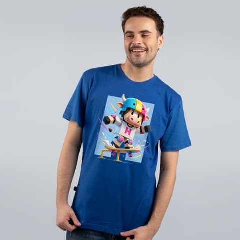 CAMISETA AZUL ROYAL - VACA H - SKATE