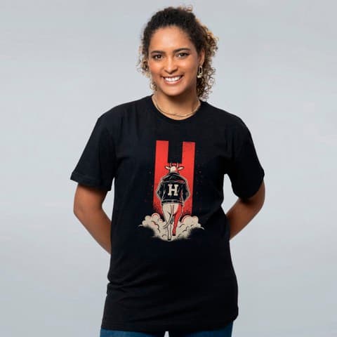 CAMISETA PRETA - VACA H - MOTOQUEIRA